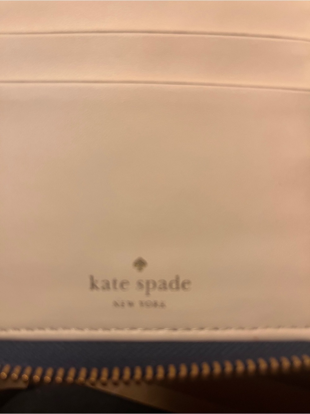 kate spade Navy Leather Zip-Around Card Holder with Gold Hardware - Picture 7 of 13
